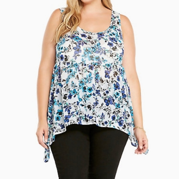 Torrid ** Floral Chiffon Babydoll Top - Picture 1 of 2